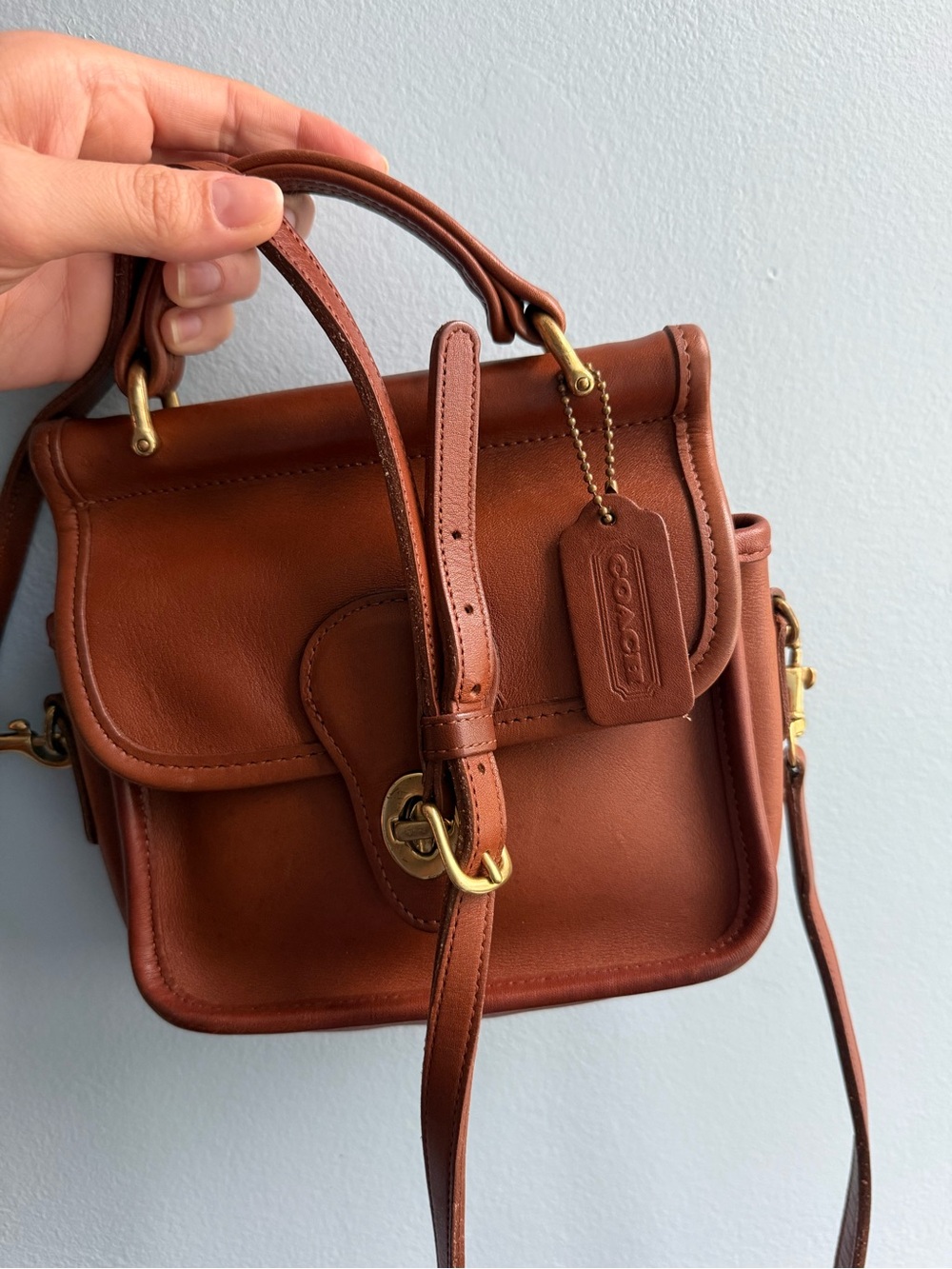 Vintage Coach Bag Winnie Mini Willis Style #9023 Brown Leather Crossbody 1990s - Picture 9 of 14